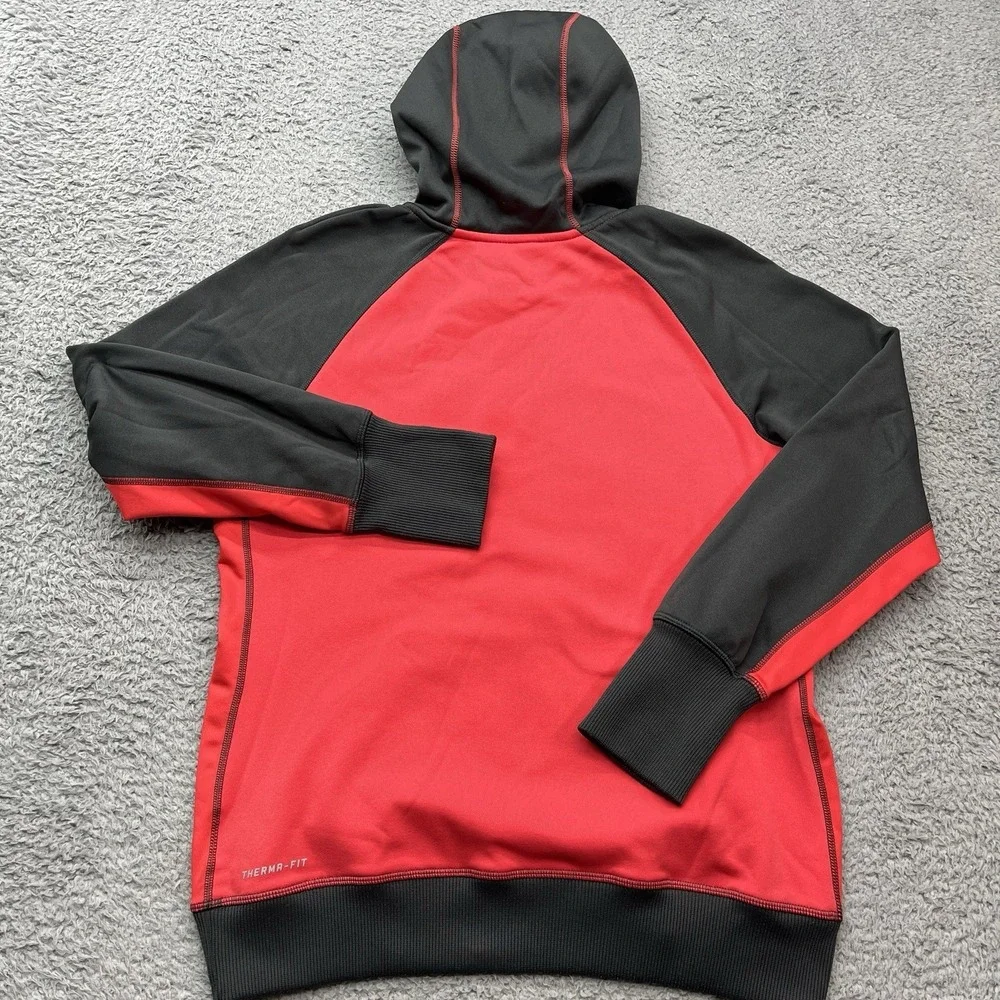 Nike Center Swoosh Hoodie Womens Large‎ Therma-Fit Honeycomb Pattern Red Black